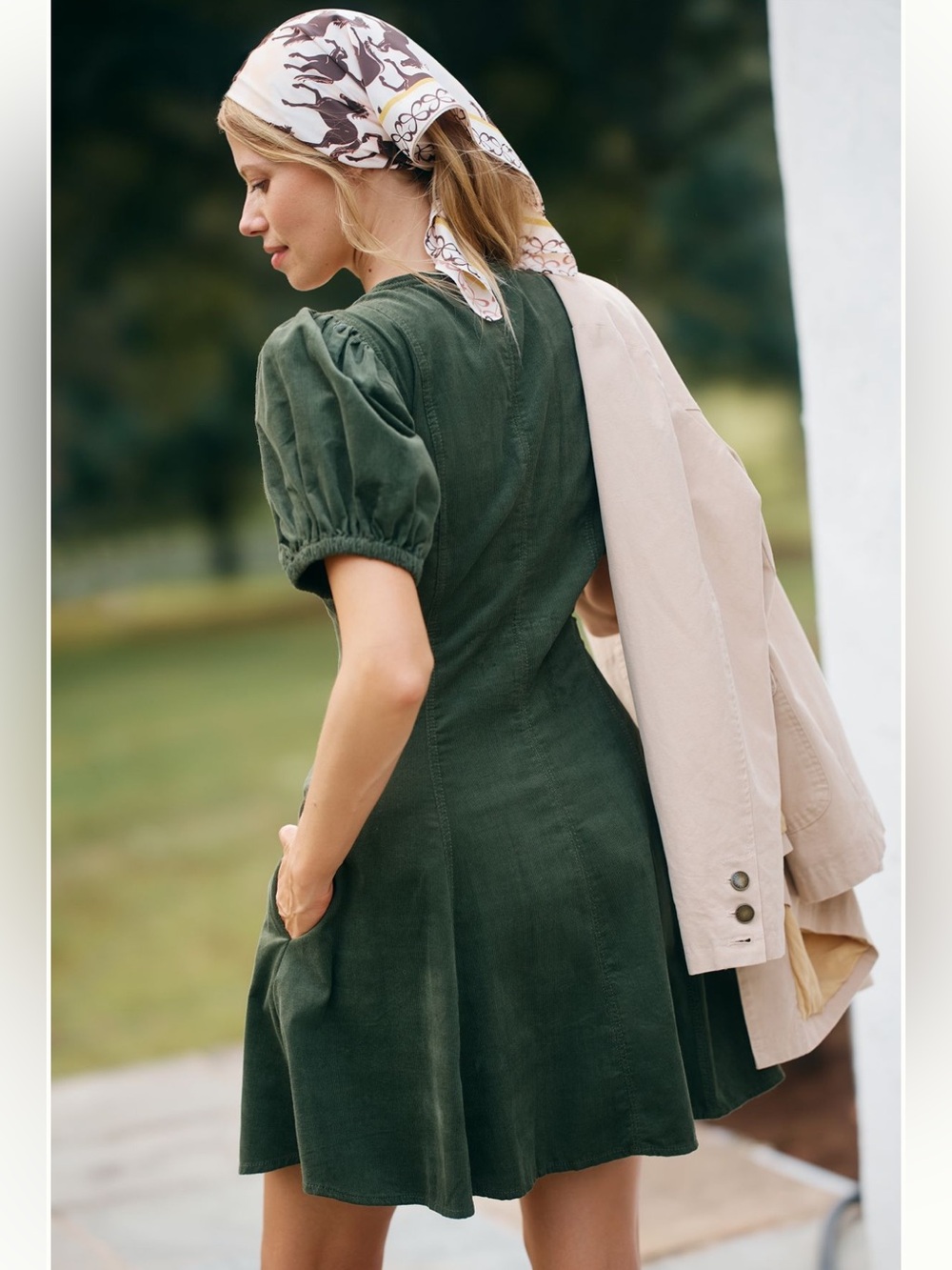 Anthropologie The Calder Puff-Sleeve Corduroy Mini Dress - Picture 2 of 4
